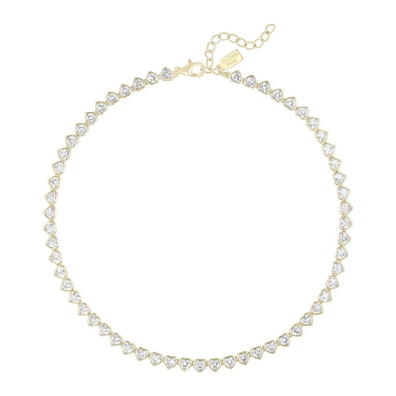 Electric Picks 14k Plated Cz Sweetheart Tennis Necklace 39$